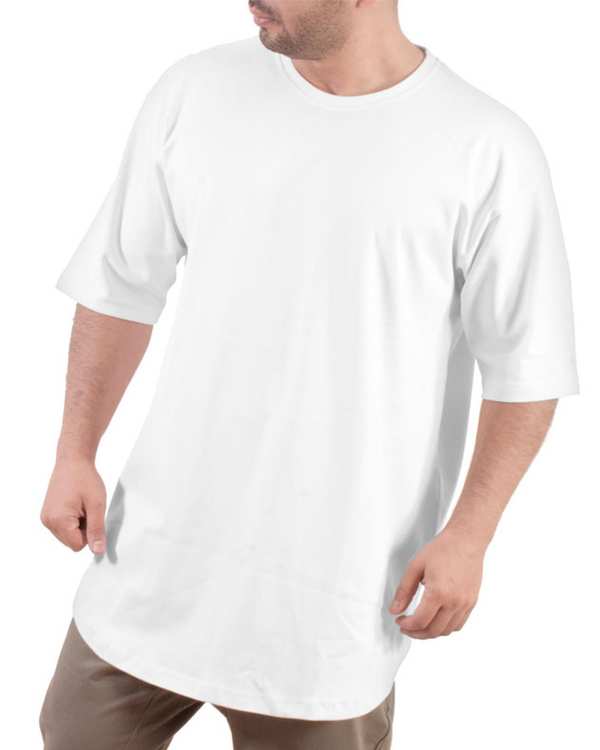 تی شرت مردانه اورسایز سفید سیمپل ورز Simple wears کد TSO690