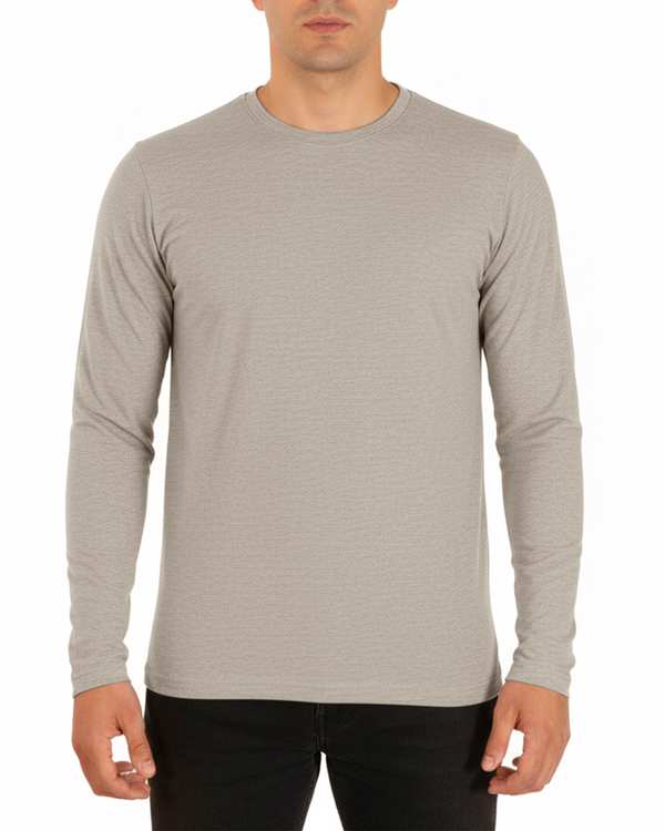 تی شرت آستین بلند مردانه طوسی سیمپل ورز Simple wears کد TOL990