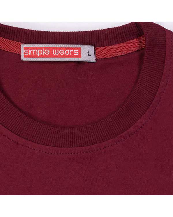 تی شرت مردانه زرشکی سیمپل ورز Simple wears کد TSS590 - تصویر 5