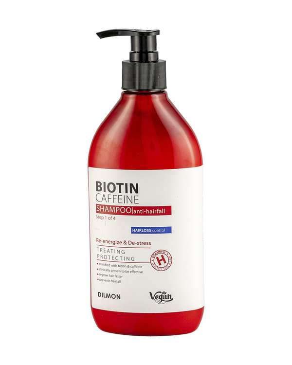 شامپو ضد ریزش مو دیلمون Dilmon حاوی بیوتین و کافئین حجم 385ml