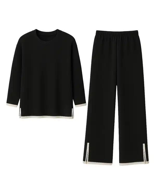 ست پلیور و شلوار بافت زنانه مشکی ورشه Vershe مدل نسترن 1