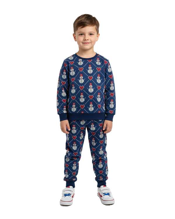 ست سویشرت و شلوار بچگانه گیزولان Gizolan طرح آدم برفی و قلب کد SF54