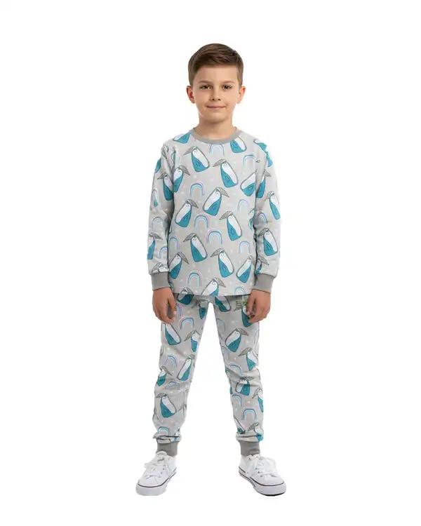 ست سویشرت و شلوار بچگانه گیزولان Gizolan طرح پنگوئن کلاه دار مدل SF58