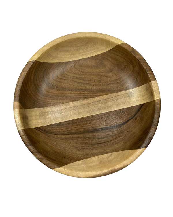 کاسه میوه خوری چوب گردو طرح دهنه باز قطر 30 سانتی متری