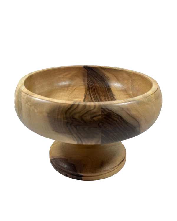 کاسه میوه خوری پایه دار چوب گردو هانشوود Hanshwood طرح خمره ای قطر 25 سانتی متر