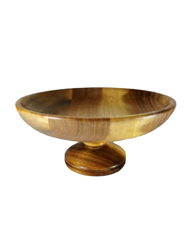 کاسه میوه خوری پایه دار چوب گردو هانشوود Hanshwood طرح دهنه باز قطر 30 سانتی متری