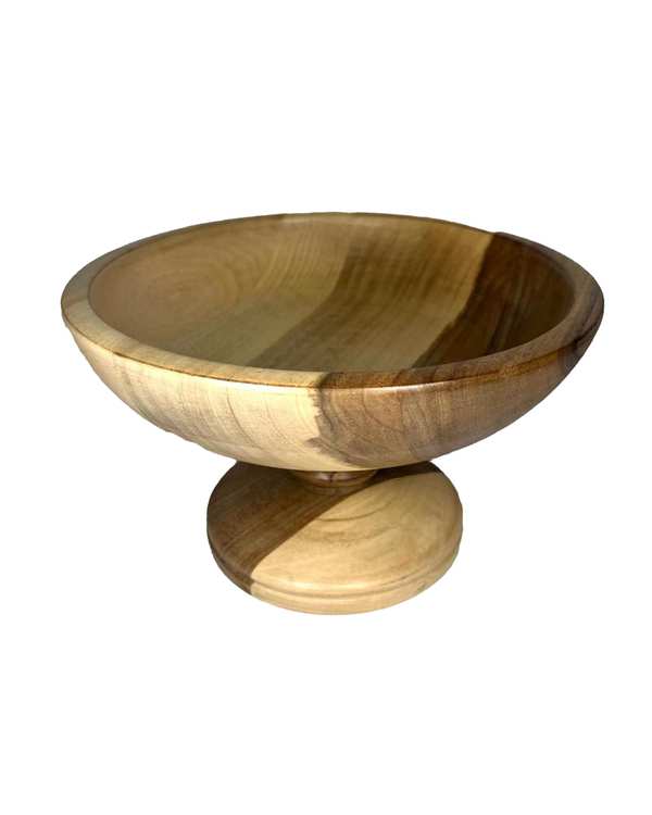 کاسه میوه خوری پایه دار چوب گردو هانشوود Hanshwood طرح دهنه باز قطر 25 سانتی متری