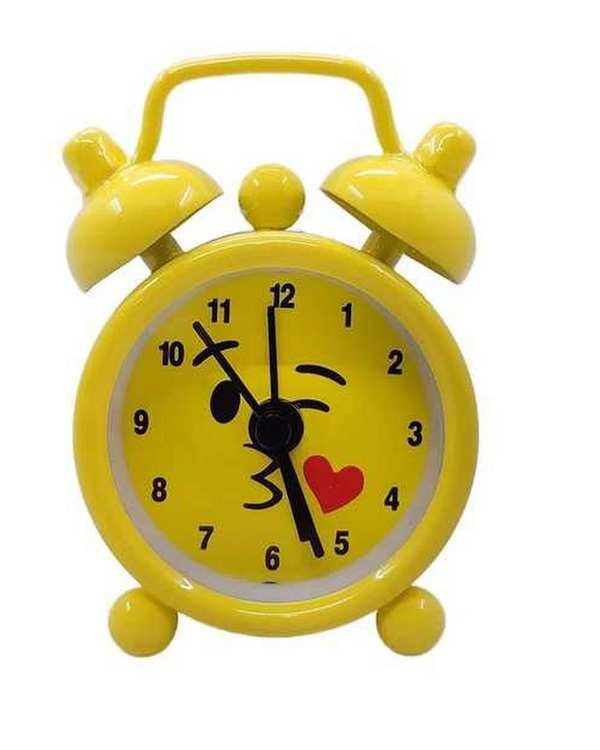 ساعت رومیزی زرد طرح ایموجی 3 کد 201