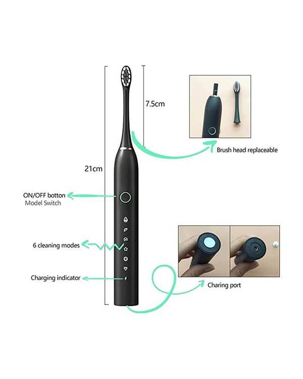 مسواک و مسواک برقی مسواک برقی مشکی مدل ipx7-3 برند متفرقه - تصویر 3