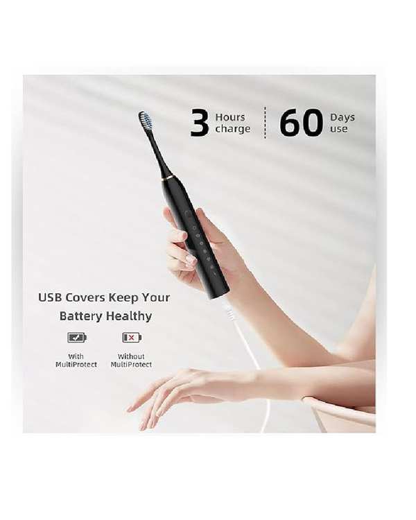 مسواک و مسواک برقی مسواک برقی مشکی مدل ipx7-3 برند متفرقه - تصویر 5