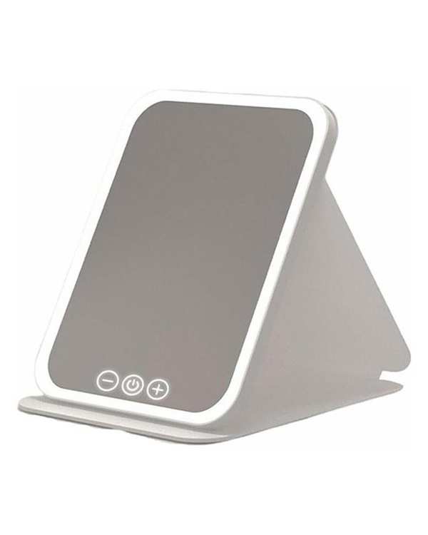 آینه آرایشی چراغ دار تاشو سفید