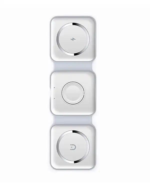 شارژر وایرلس تاشو سفید مدل 3in1