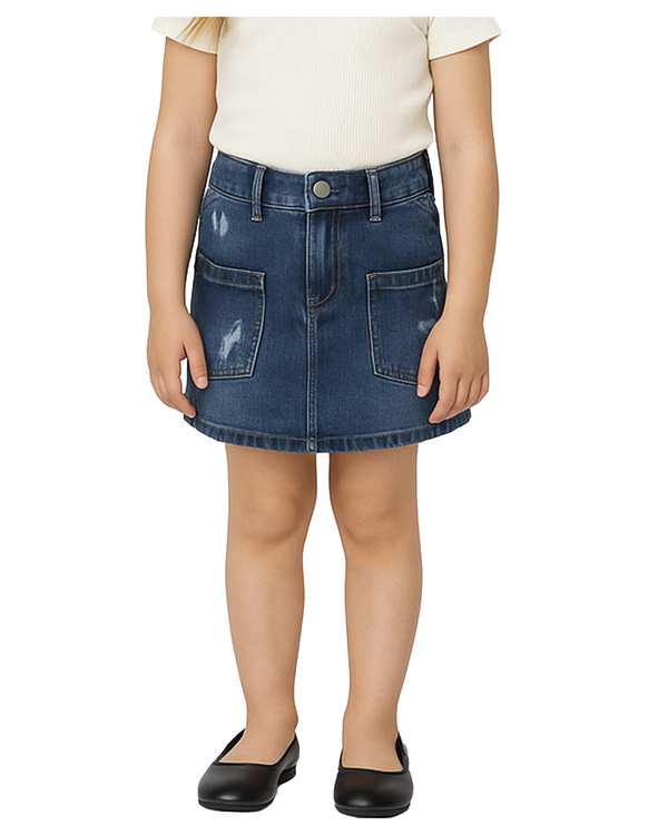 دامن جین دخترانه گلدوزی دار آبی ملورینا Melorina کد 42102