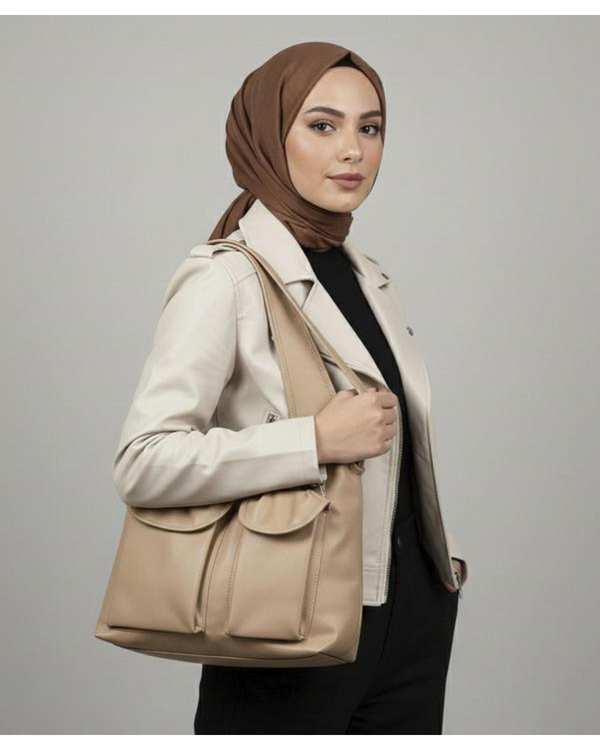 کیف دوشی زنانه کرم بیسراک Bisrak مدل SL-119256 - تصویر 3