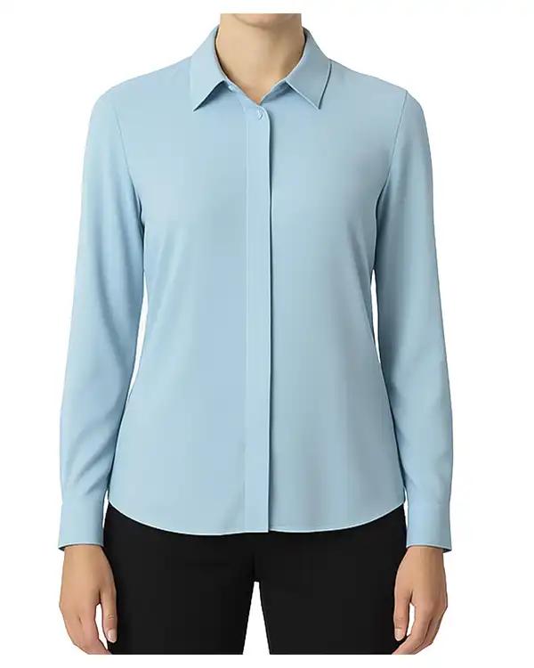 شومیز زنانه یقه شکاری آبی تولیکا Tulika کد 33105