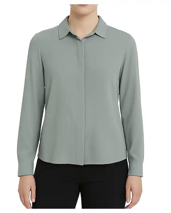 شومیز زنانه یقه شکاری سبز تولیکا Tulika کد 33105