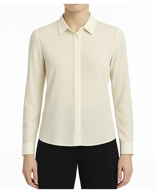 شومیز زنانه یقه شکاری زرد تولیکا Tulika کد 33105