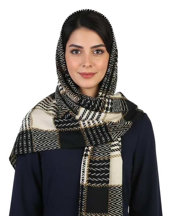 شال زنانه موهر مشکی کرم جی دو Gido طرح پیچازی