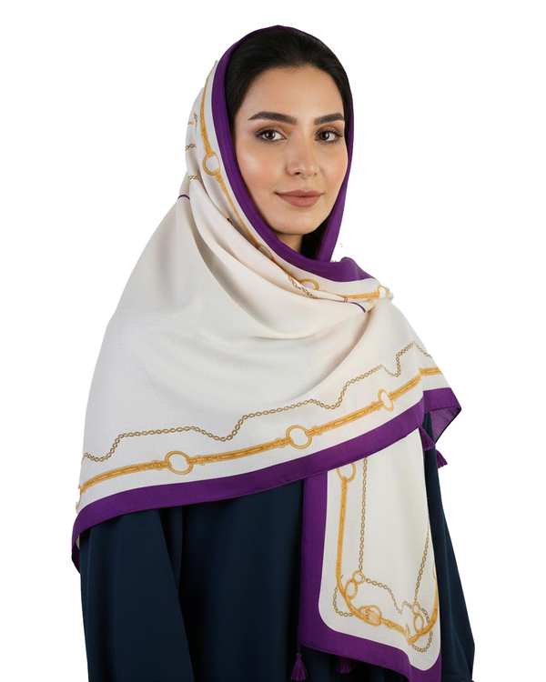 شال زنانه نخی بنفش سفید آماهی Amahi کد AA502