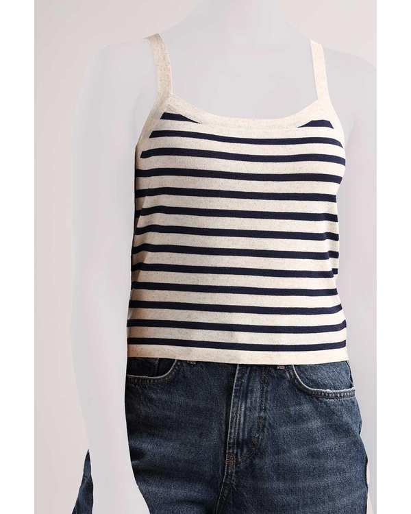 تاپ بندی زنانه راه راه سفید سارک Sarak مدل 5140