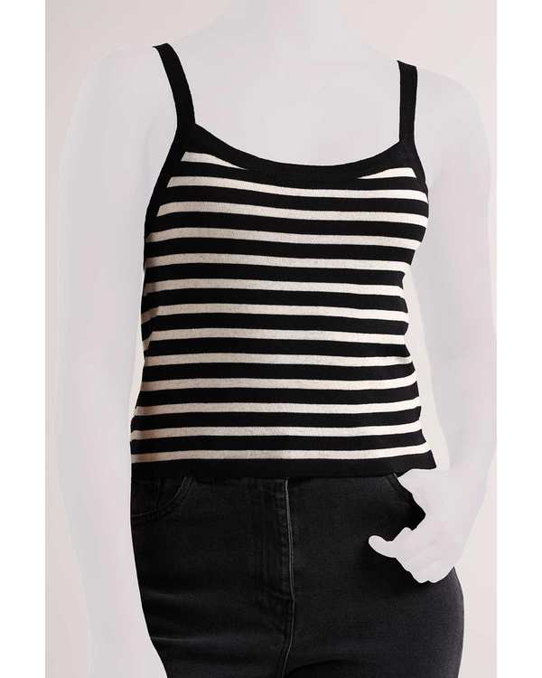 تاپ بندی زنانه راه راه مشکی سارک Sarak مدل 5140