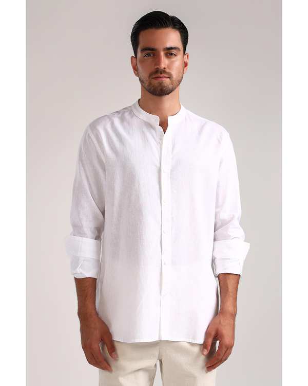 پیراهن مردانه یقه ایستاده سفید سارک Sarak مدل 4735