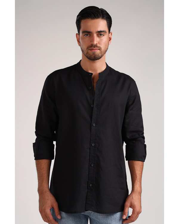 پیراهن مردانه یقه ایستاده مشکی سارک Sarak مدل 4735