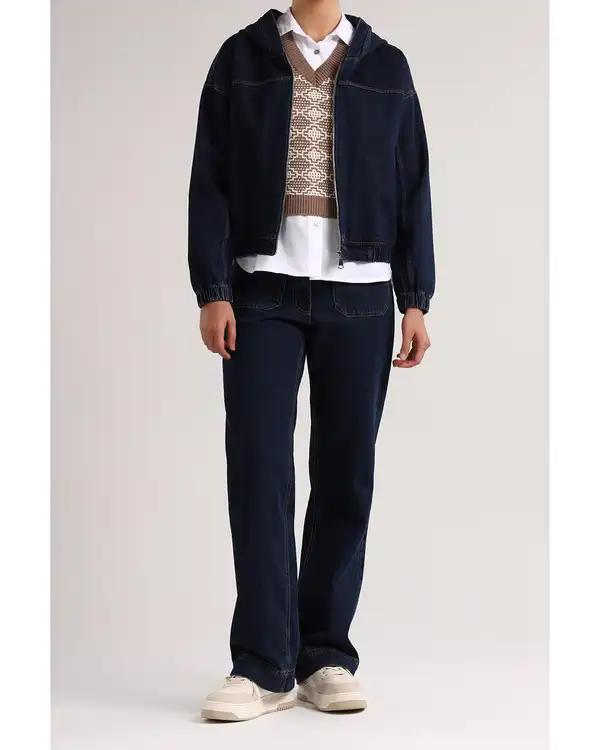 سویشرت جین زنانه آبی تیره سارک Sarak مدل 4513