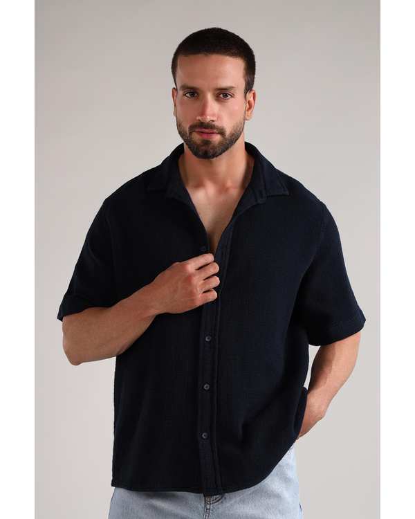 پیراهن مردانه آستین کوتاه سرمه ای سارک Sarak مدل 4702