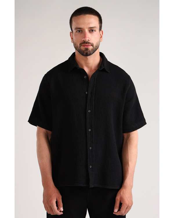 پیراهن مردانه آستین کوتاه مشکی سارک Sarak مدل 4702