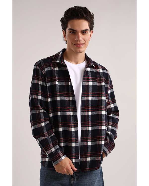 پیراهن مردانه سرمه ای نارنجی سارک Sarak مدل 4571