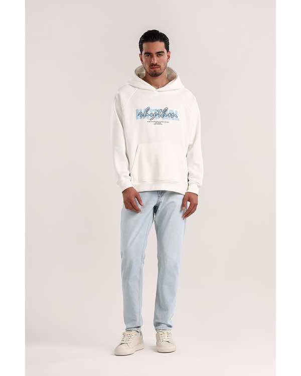 هودی مردانه طرح دار سفید سارک Sarak مدل 5023