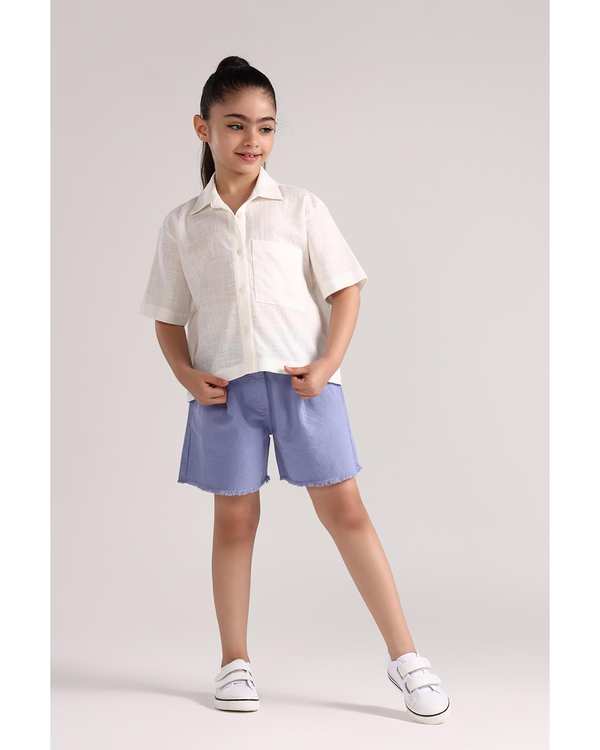 شومیز دخترانه کوتاه سفید سارک Sarak مدل 4964