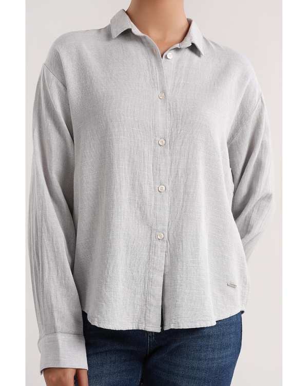 شومیز زنانه پشت پیلی دار آبی طوسی سارک Sarak مدل 4612