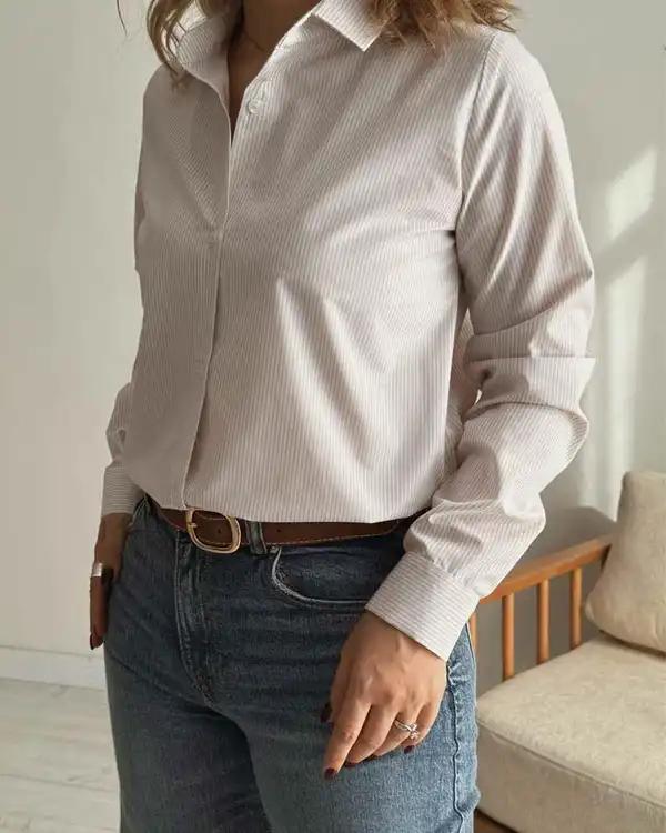 شومیز زنانه کرم راه راه آماهی Amahi مدل way کد AA109