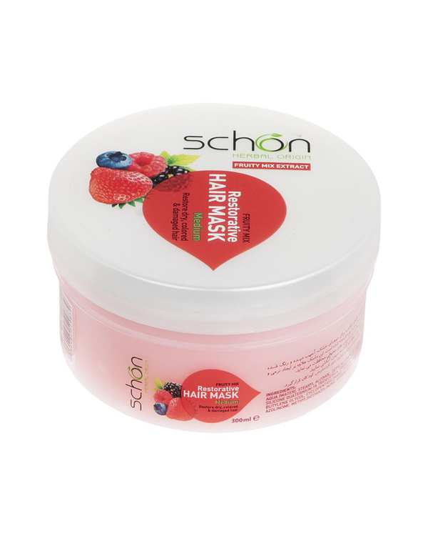 ماسک مو تغذیه کننده شون Schon مدل Fruity مناسب موهای خشک و رنگ شده حجم 300ml