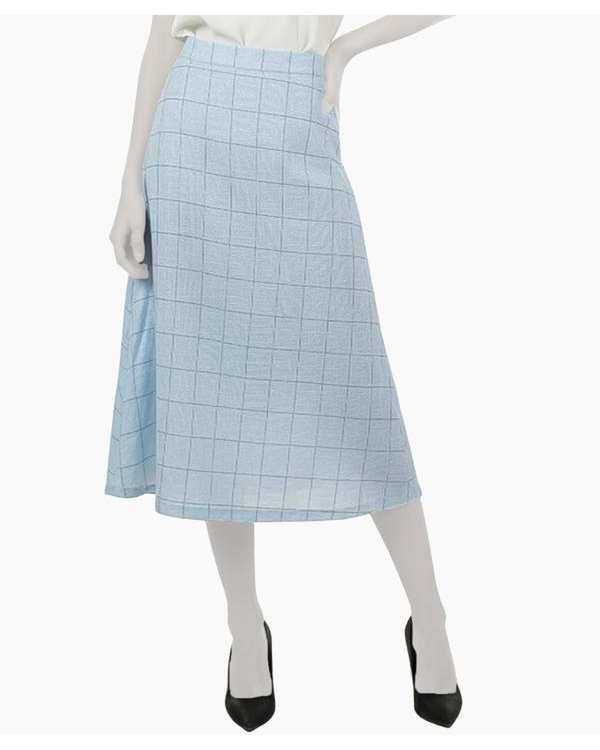 دامن زنانه چهار خانه آبی لینن ریس Rees کد 1080001-08