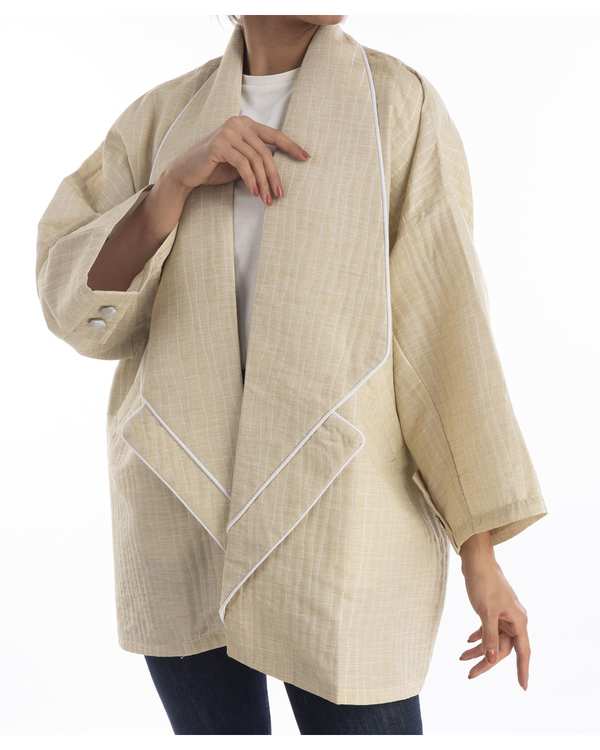 مانتو زنانه یقه دوبل کرم ریس Rees کد 1006020-25