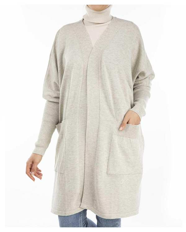 مانتو زنانه بافت طوسی ملانژ ریس Rees کد 1006024-10