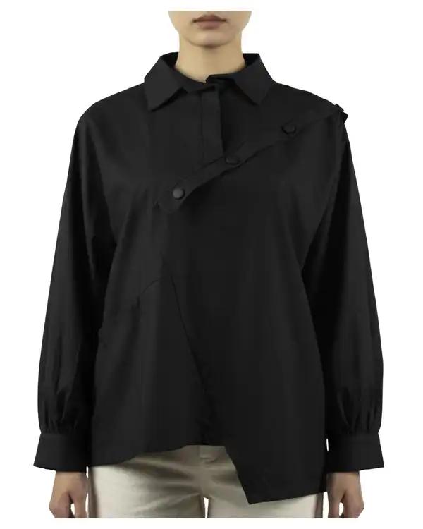 شومیز زنانه کتان مشکی ریس Rees کد 1026011-01