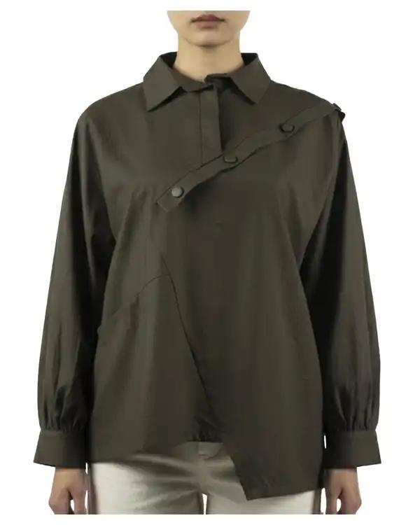 شومیز زنانه کتان سبز ریس Rees کد 1026011-02