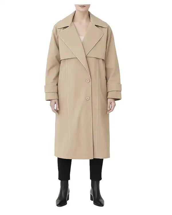 بارانی زنانه بیسیک بلند کرم ریس Rees کد 1136007-25