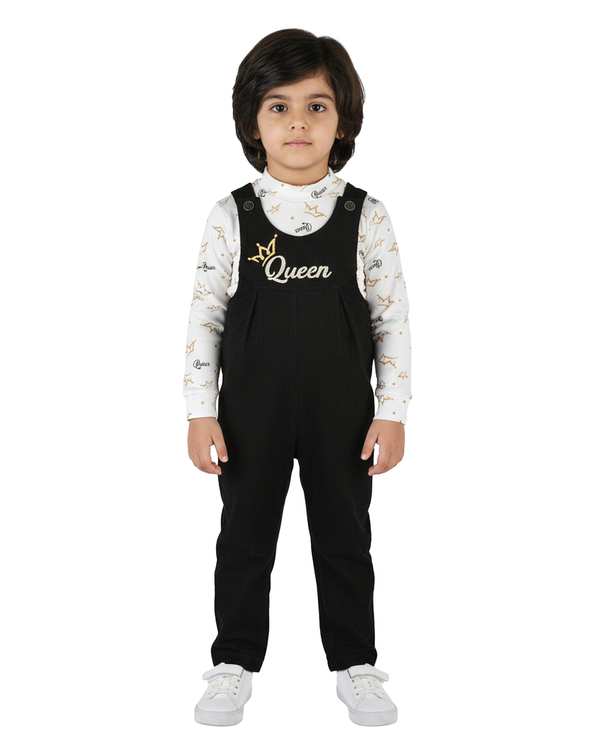 ست سرهمی و بلوز دخترانه مخمل کبریتی مشکی سفید پنبه سان Panbesan