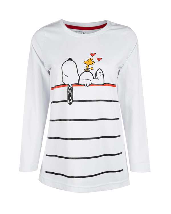 تی شرت زنانه آستین بلند سفید پاتر Potter طرح snoopy کد 369