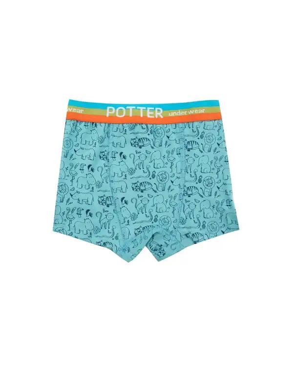 شورت پسرانه پادار آبی کش پهن پاتر Potter طرح ZOO کد 775