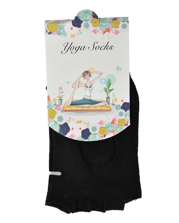 جوراب پیلاتس مشکی مدل کف ژله ای کد 7923651