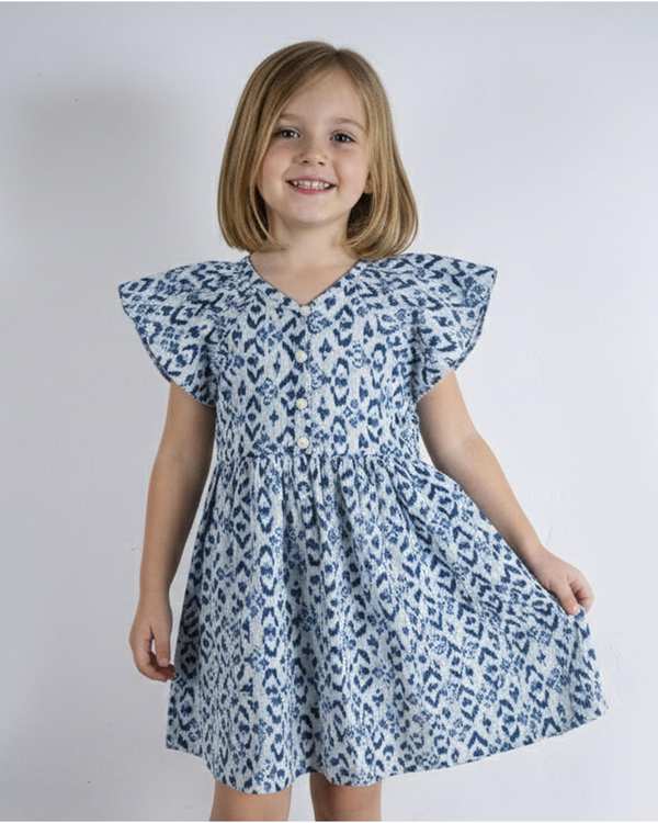 پیراهن دخترانه آستین کوتاه آبی ملورینا Melorina کد 9151