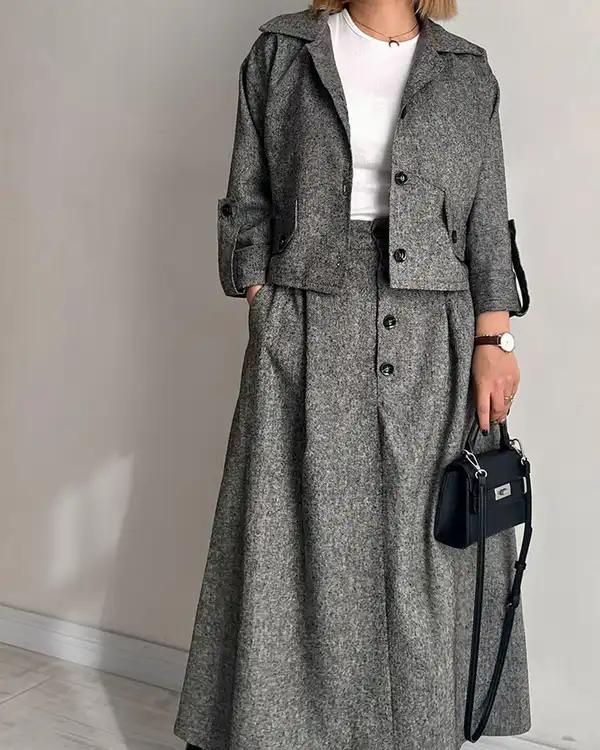 ست کت و دامن زنانه نوک مدادی نگار ندایی Negar Nedaei مدل Tinto