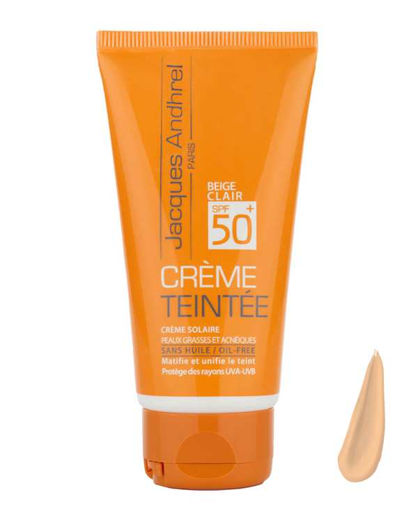 کرم ضد آفتاب رنگی +SPF50 ژاک آندرل پاریس Jacques Andhrel Paris مناسب پوست های چرب و مستعد آکنه رنگ بژ روشن 50ml