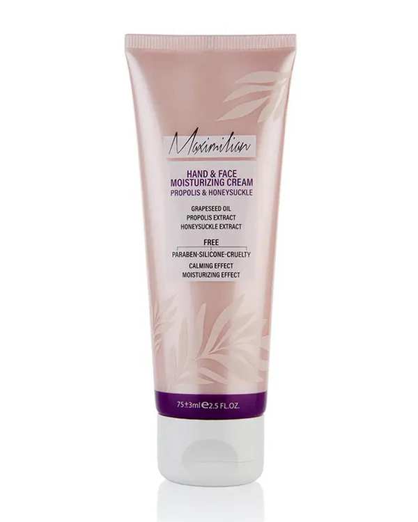 کرم مرطوب کننده دست و صورت ماکسیمیلیان Maximilian مناسب پوست خشک و حساس حاوی پروپولیس و یاس 75ml